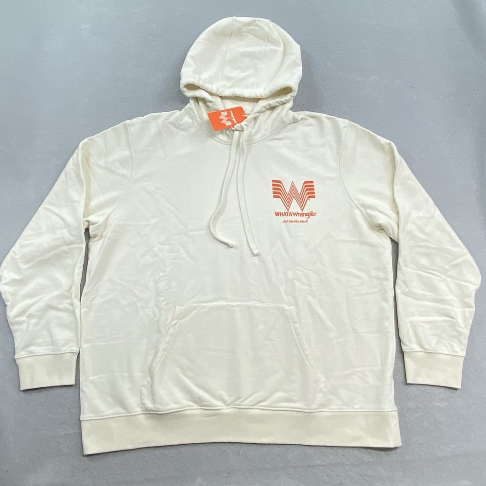Wrangler Sweatshirt Mens XXL Ivory Hoodie Whataburger Western Cowboy